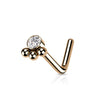 Rose Gold Plated Surgical Steel 3‑Bead Cluster Cubic Zirconia Nose Stud