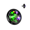 Black Plated Titanium Internally Threaded Flat Bezel Set Crystal Top