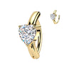 Solitaire Heart Hinged Belly Bar with Gold Plating