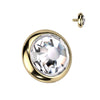 Gold Plated Titanium Internally Threaded Flat Bezel Set Crystal Top
