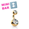 Yellow Gold Plated Mini Bar Belly Rings