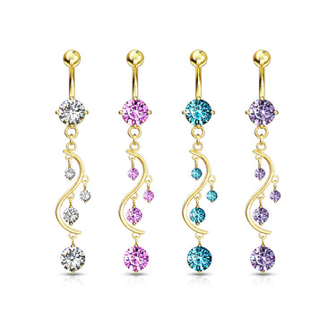Chandelier Vine Navel Ring in Gold