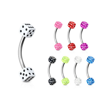 16g Double 3mm UV Acrylic Dice Belly Ring
