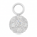 Silver pendant with clear gemstone on a white background
