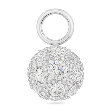 Silver pendant with clear gemstone on a white background