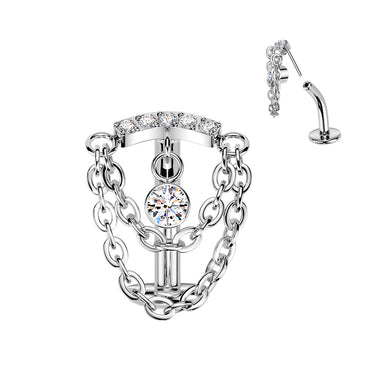 Titanium Threadless Chain Reaction Floating Belly Bar
