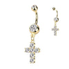 Gold-Plated Cross Dangle Belly Bar