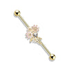 Springs Bouquet Industrial Barbell with Gold Plating