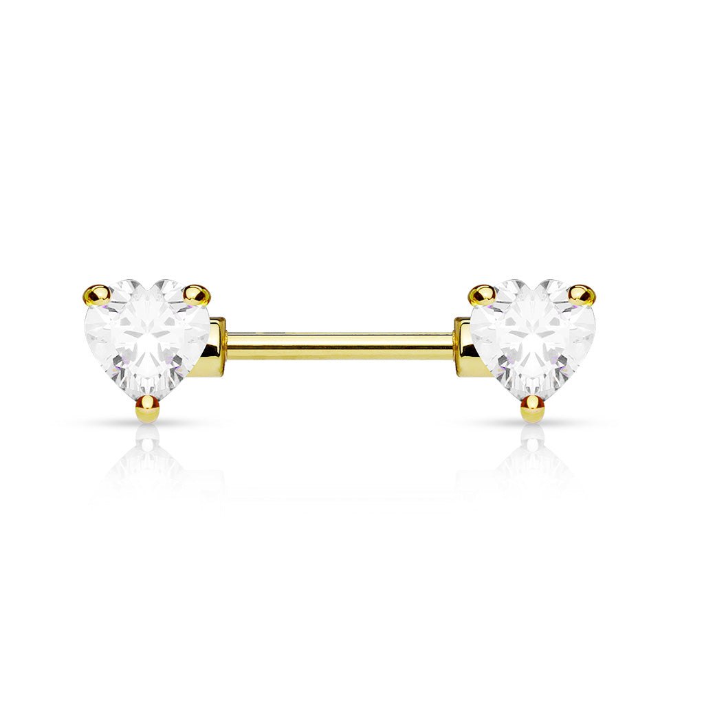 Classic Duo Heart Nipple Rings with Gold Plating – The Belly Ring Shop