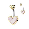 Gold Plated Mother of Pearl Heart Belly Bar