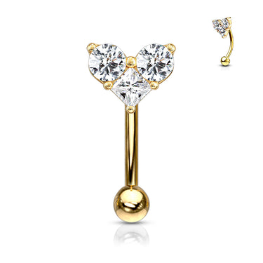 16g Petite Heart Reverse Body Jewellery with Yellow Gold Plating