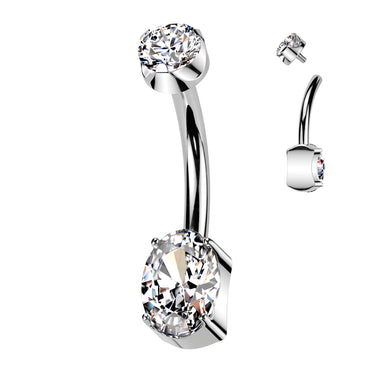Titanium Oval Belly Ring with Internal Threading