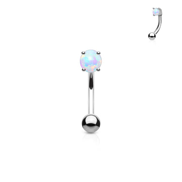 16g Petite Opal Prong Set Reverse Navel Ring