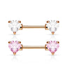 Classic Duo Heart Nipple Rings with Rose Gold Plating