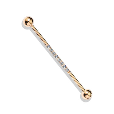 The Jewel Track Industrial Barbell with Rose Gold Plating