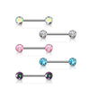 Solid Titanium Internally Threaded Flat Gem Nipple Barbells