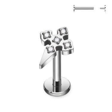 Titanium Vatican Virtue Earring by HoleyStack™. Flat Back Labret Stud.