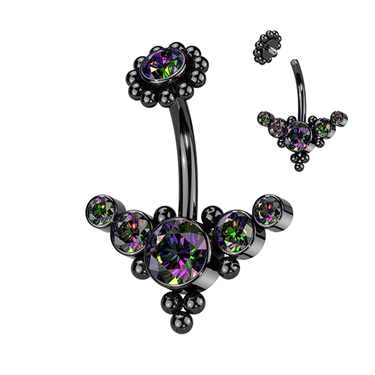 Florence Cluster Navel Ring with Black Titanium Plating