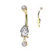 Gold Titanium Teardrop Journey Belly Bar with Internal Threading