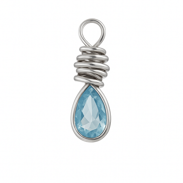 Saltwater Silvers Signature Rings over Aquamarine Teardrop Swinger