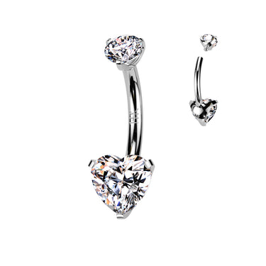 Internally Threaded White Gold Heart Belly Ring