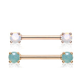 Opaline Nipple Barbell Ring in Rose Gold - Nipple Ring. Navel Rings Australia.