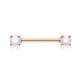 Opaline Nipple Barbell Ring in Rose Gold - Nipple Ring. Navel Rings Australia.