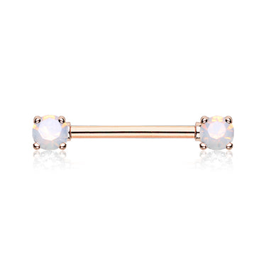 Opaline Nipple Barbell Ring in Rose Gold - Nipple Ring. Navel Rings Australia.