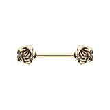 Golden Vintage Rose Flower Nipple Barbell Ring - Nipple Ring. Navel Rings Australia.