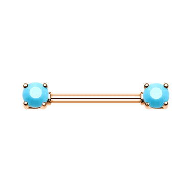 Classic Turquoise Nipple Ring with Rose Gold Plating - Nipple Ring. Navel Rings Australia.