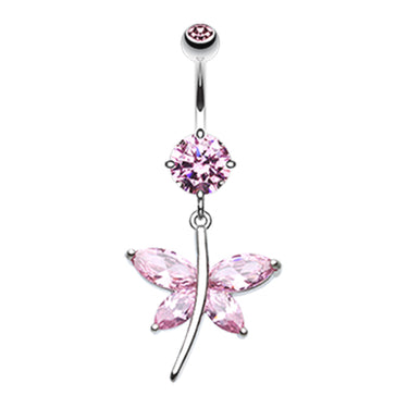 Crystal Wing Butterfly Navel Bar - Dangling Belly Ring. Navel Rings Australia.