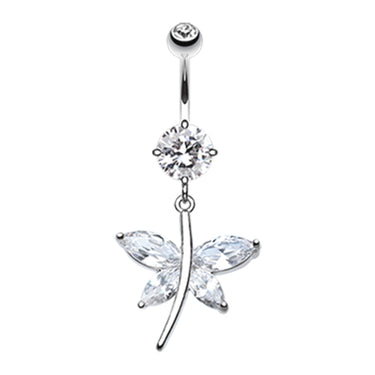 Crystal Wing Butterfly Navel Bar - Dangling Belly Ring. Navel Rings Australia.