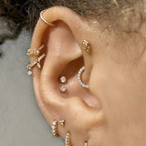 Invisible Set Diamond Threaded Stud Earring by Maria Tash in 18K White Gold. Flat Stud. - Earring. Navel Rings Australia.