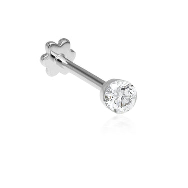 Invisible Set Diamond Threaded Stud Earring by Maria Tash in 18K White Gold. Flat Stud. - Earring. Navel Rings Australia.