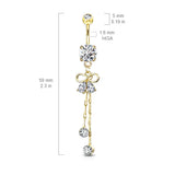 Ciảra Bow-Tie Belly Ring with Rose Gold Plating - Dangling Belly Ring. Navel Rings Australia.