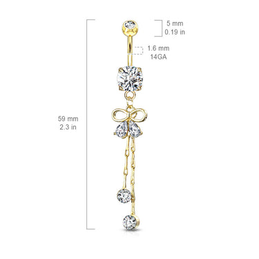 Ciảra Bow-Tie Belly Ring - Dangling Belly Ring. Navel Rings Australia.