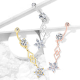 Geo Drop Floral Belly Ring with Rose Gold Plating - Dangling Belly Ring. Navel Rings Australia.