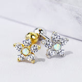 Opal Flower Earring in 14K Yellow Gold. Tragus and Cartilage Earring. - Earring. Navel Rings Australia.