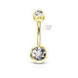 Classique Gem Belly Bars with Gold Plating - Basic Curved Barbell. Navel Rings Australia.