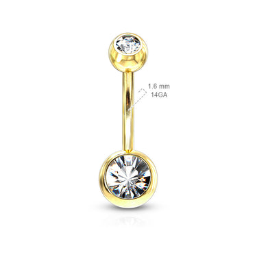 Classique Gem Belly Bars with Gold Plating - Basic Curved Barbell. Navel Rings Australia.