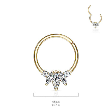 Marquise Septum & Daith Clicker in 14K Gold - Septum. Navel Rings Australia.