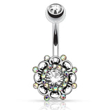 Frenchie's Aurora Medallion Belly Ring - Fixed (non-dangle) Belly Bar. Navel Rings Australia.