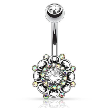 Frenchie's Aurora Medallion Belly Ring - Fixed (non-dangle) Belly Bar. Navel Rings Australia.