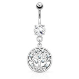 Family Tree of Life Belly Button Ring - Dangling Belly Ring. Navel Rings Australia.