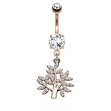 Family Tree of Espérer Belly Ring with Rose Gold Plating - Dangling Belly Ring. Navel Rings Australia.