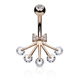 Golden Pizzaz Bow Belly Bar with Rose Gold Plating - Fixed (non-dangle) Belly Bar. Navel Rings Australia.