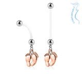 Tiny Toes Pregnancy Navel Ring with Rose Gold Plating - Maternity Belly Ring. Navel Rings Australia.