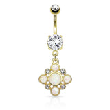Gypsy Soul Opal Belly Drop with Gold Plating - Dangling Belly Ring. Navel Rings Australia.