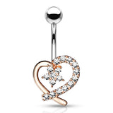 Lost in Love Belly Bar with Rose Gold Plating - Fixed (non-dangle) Belly Bar. Navel Rings Australia.