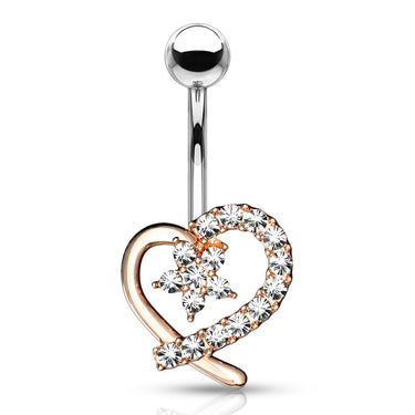 Lost in Love Belly Bar with Rose Gold Plating - Fixed (non-dangle) Belly Bar. Navel Rings Australia.
